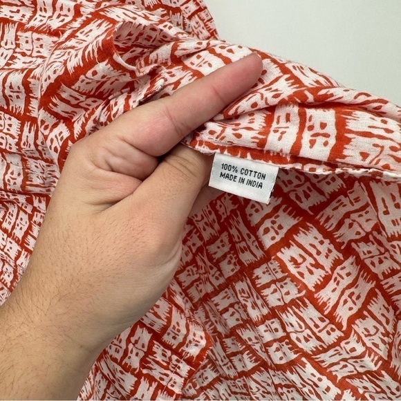 Roller Rabbit 100% Cotton Block Print Tunic Size Medium Coral Pink Orange - Picture 5 of 6